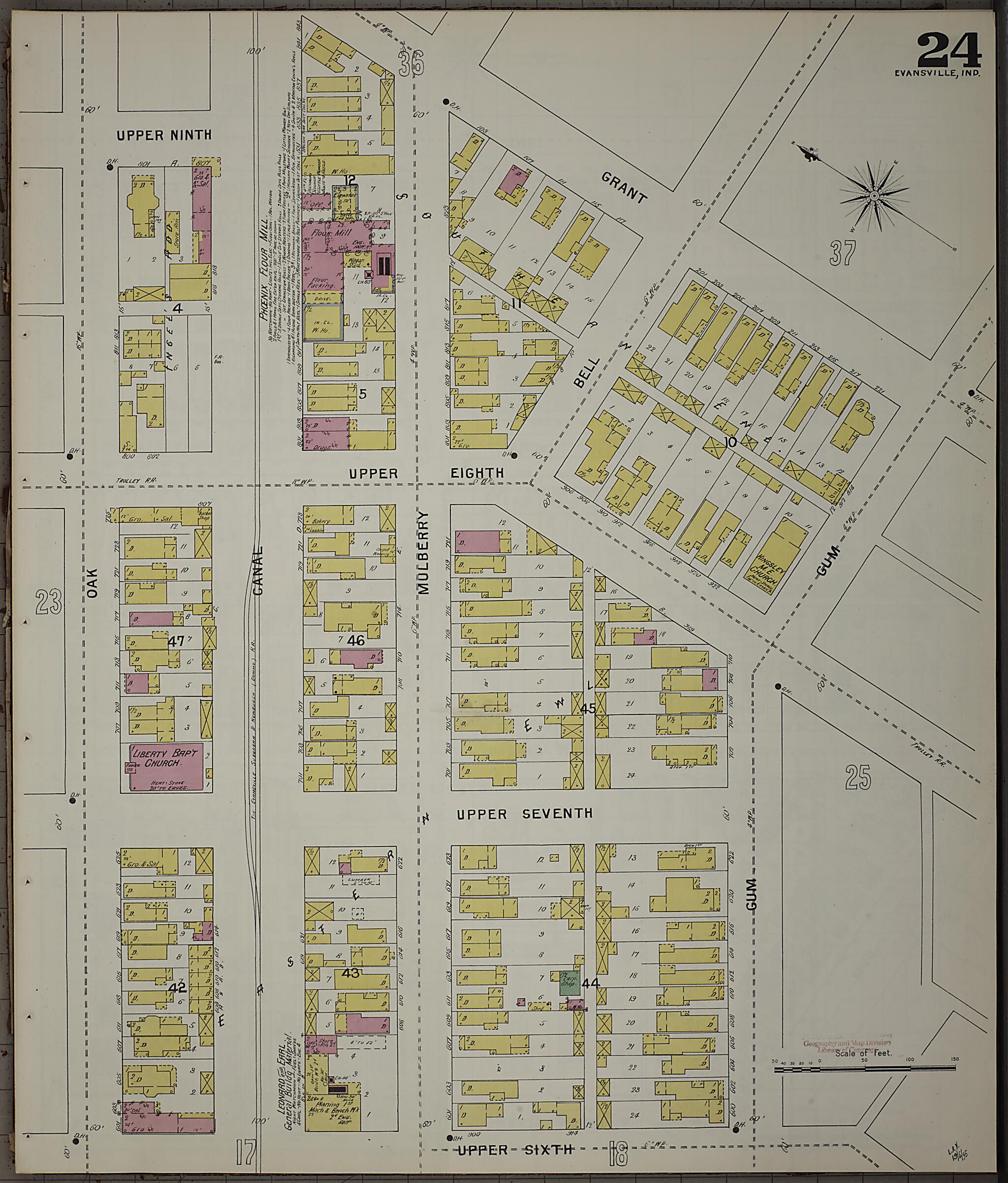 This old map of Evansville, Vanderburgh County, Indiana was created by Sanborn Map Company in 1895