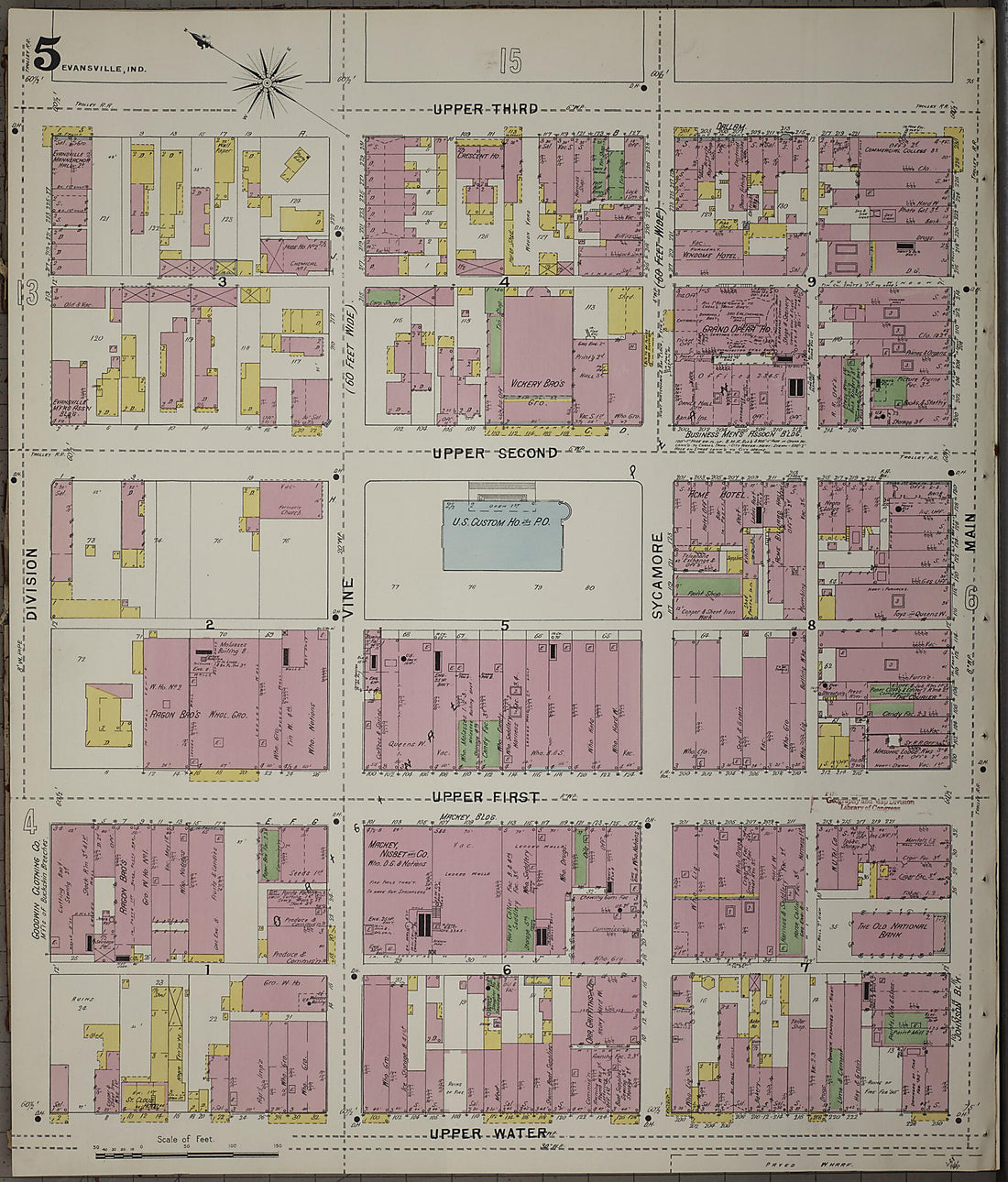 This old map of Evansville, Vanderburgh County, Indiana was created by Sanborn Map Company in 1895