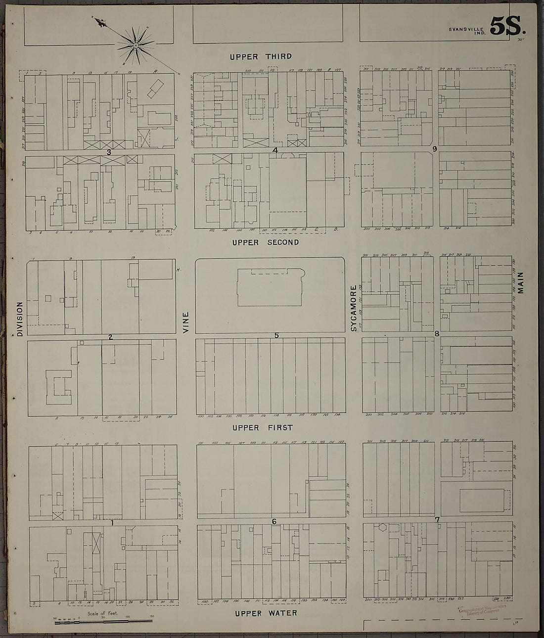 This old map of Evansville, Vanderburgh County, Indiana was created by Sanborn Map Company in 1895