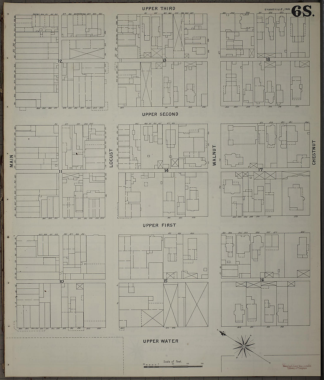 This old map of Evansville, Vanderburgh County, Indiana was created by Sanborn Map Company in 1895