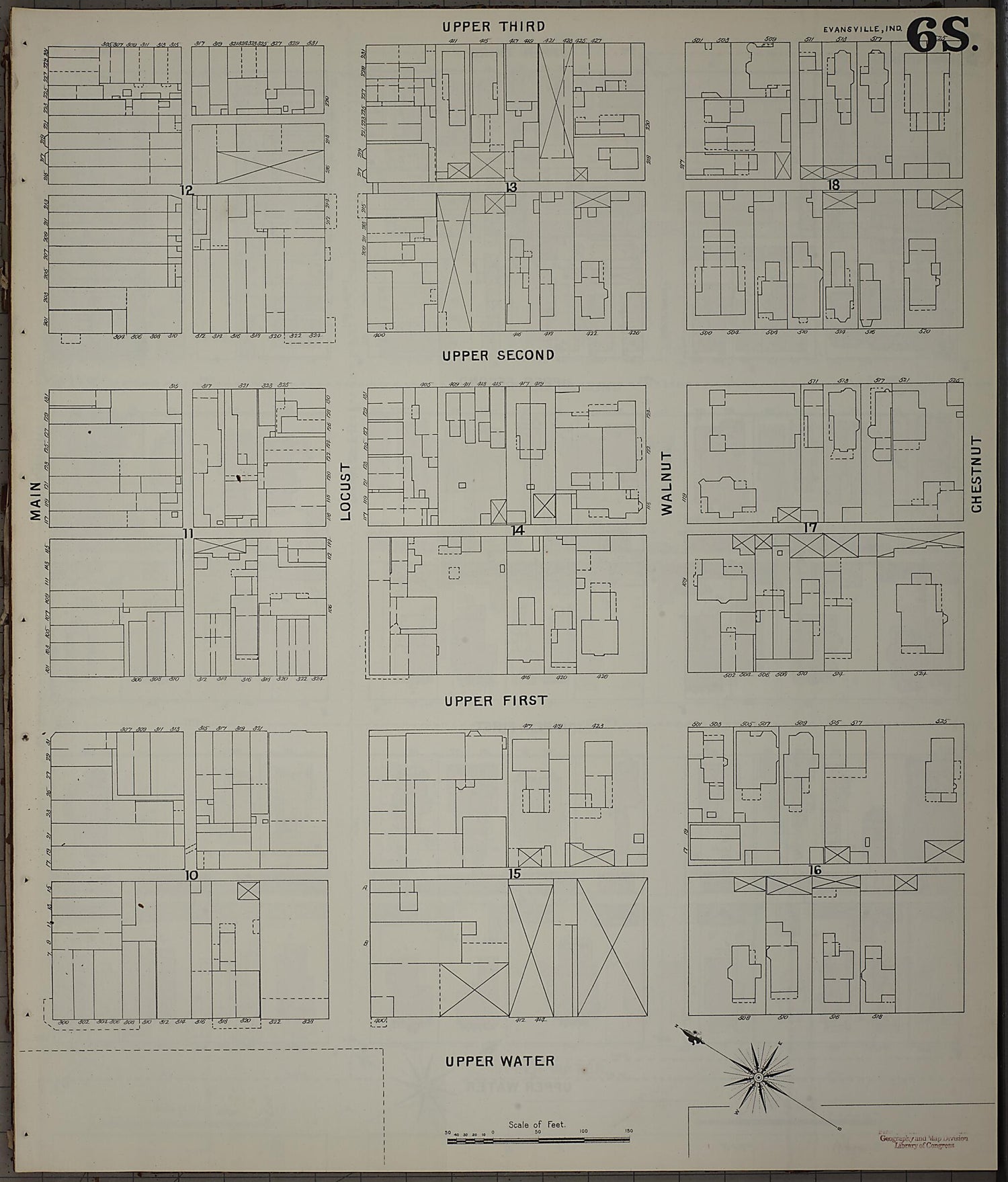 This old map of Evansville, Vanderburgh County, Indiana was created by Sanborn Map Company in 1895