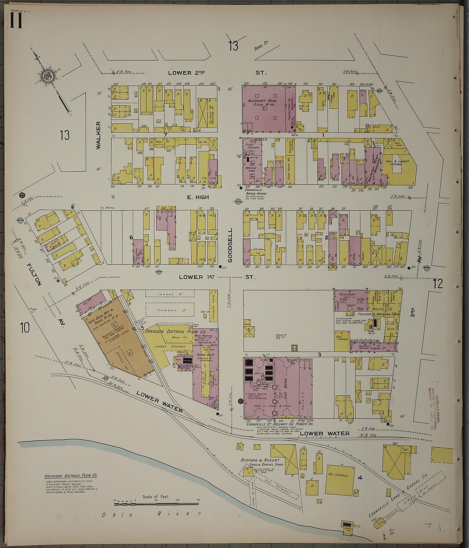 This old map of Evansville, Vanderburgh County, Indiana was created by Sanborn Map Company in 1910