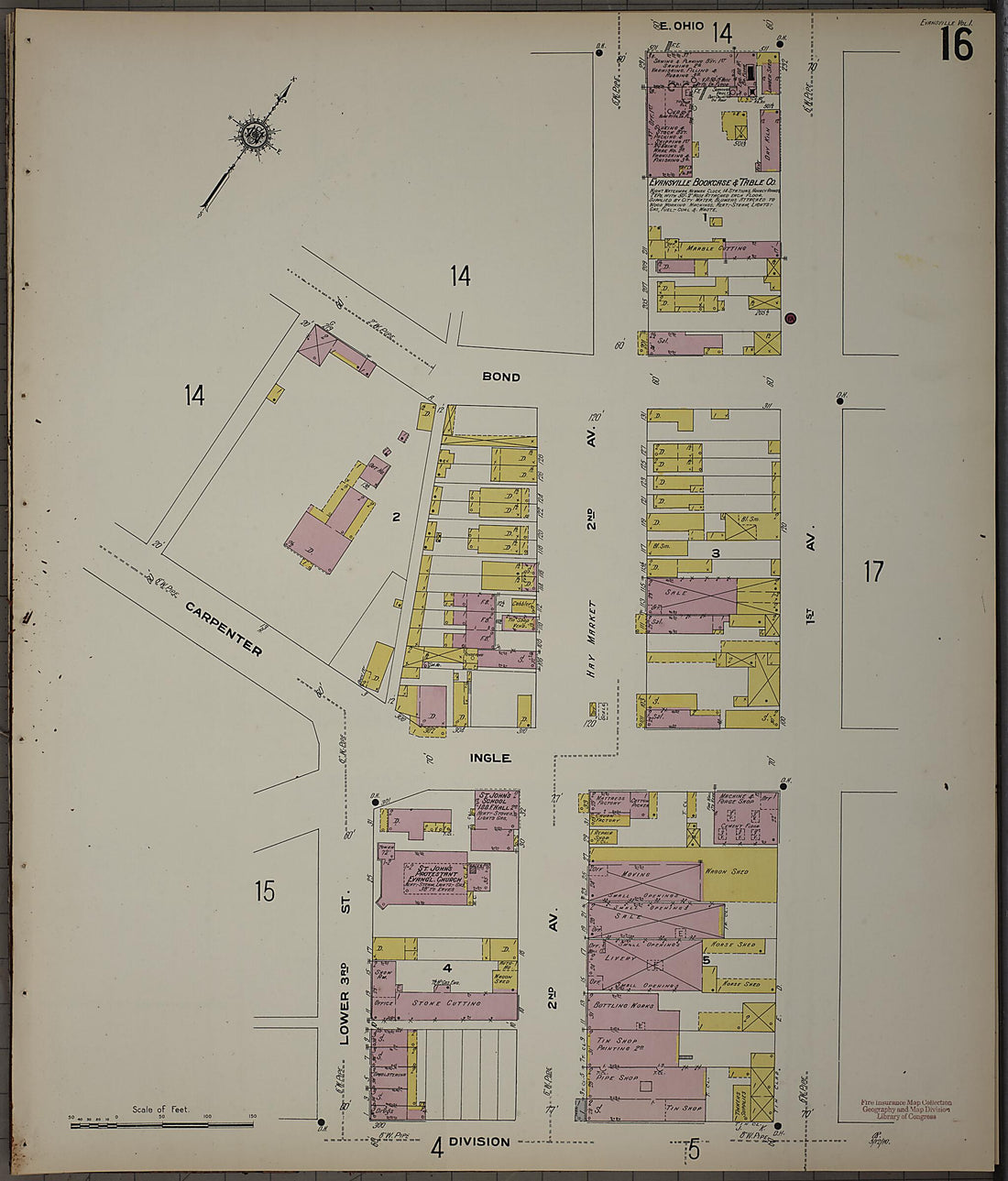 This old map of Evansville, Vanderburgh County, Indiana was created by Sanborn Map Company in 1910