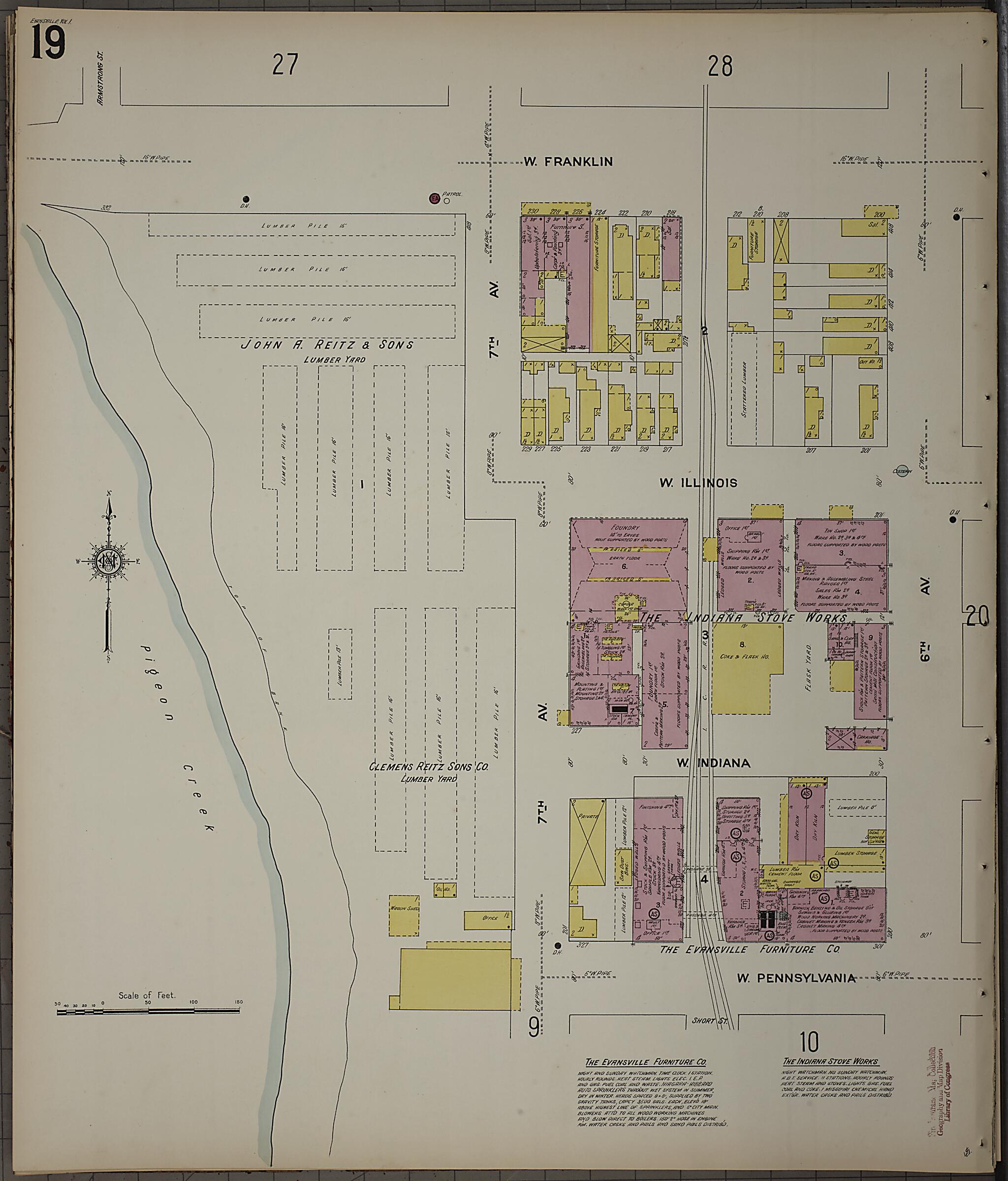 This old map of Evansville, Vanderburgh County, Indiana was created by Sanborn Map Company in 1910