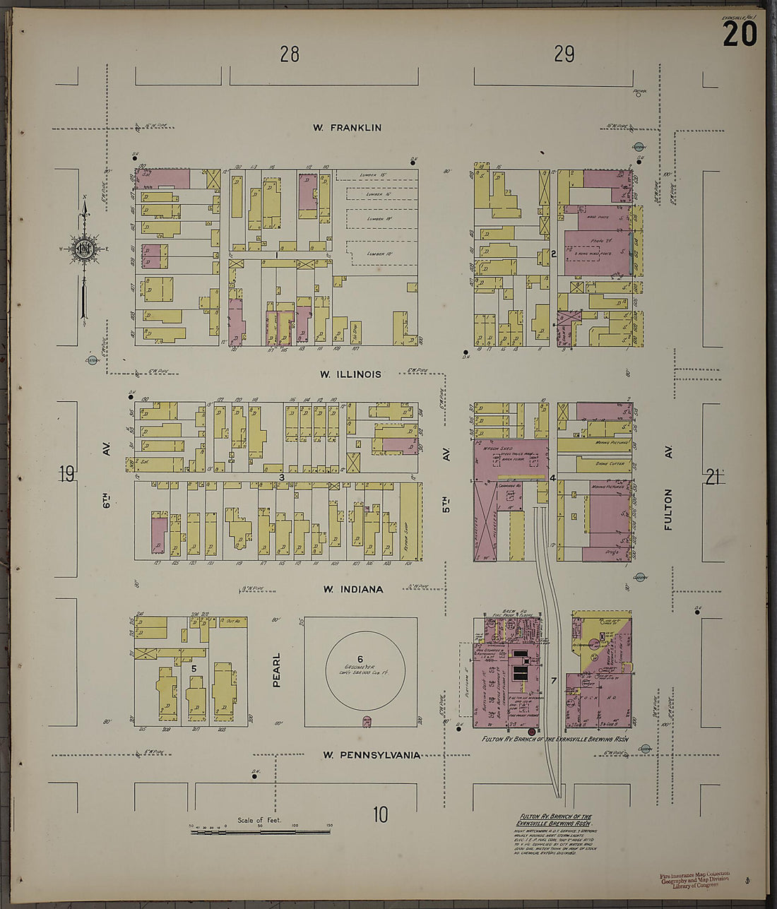 This old map of Evansville, Vanderburgh County, Indiana was created by Sanborn Map Company in 1910