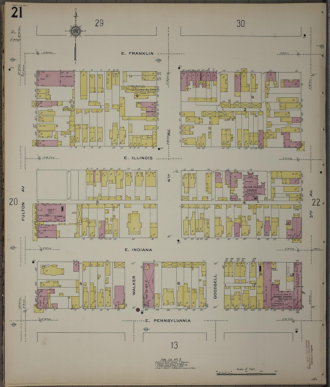 This old map of Evansville, Vanderburgh County, Indiana was created by Sanborn Map Company in 1910