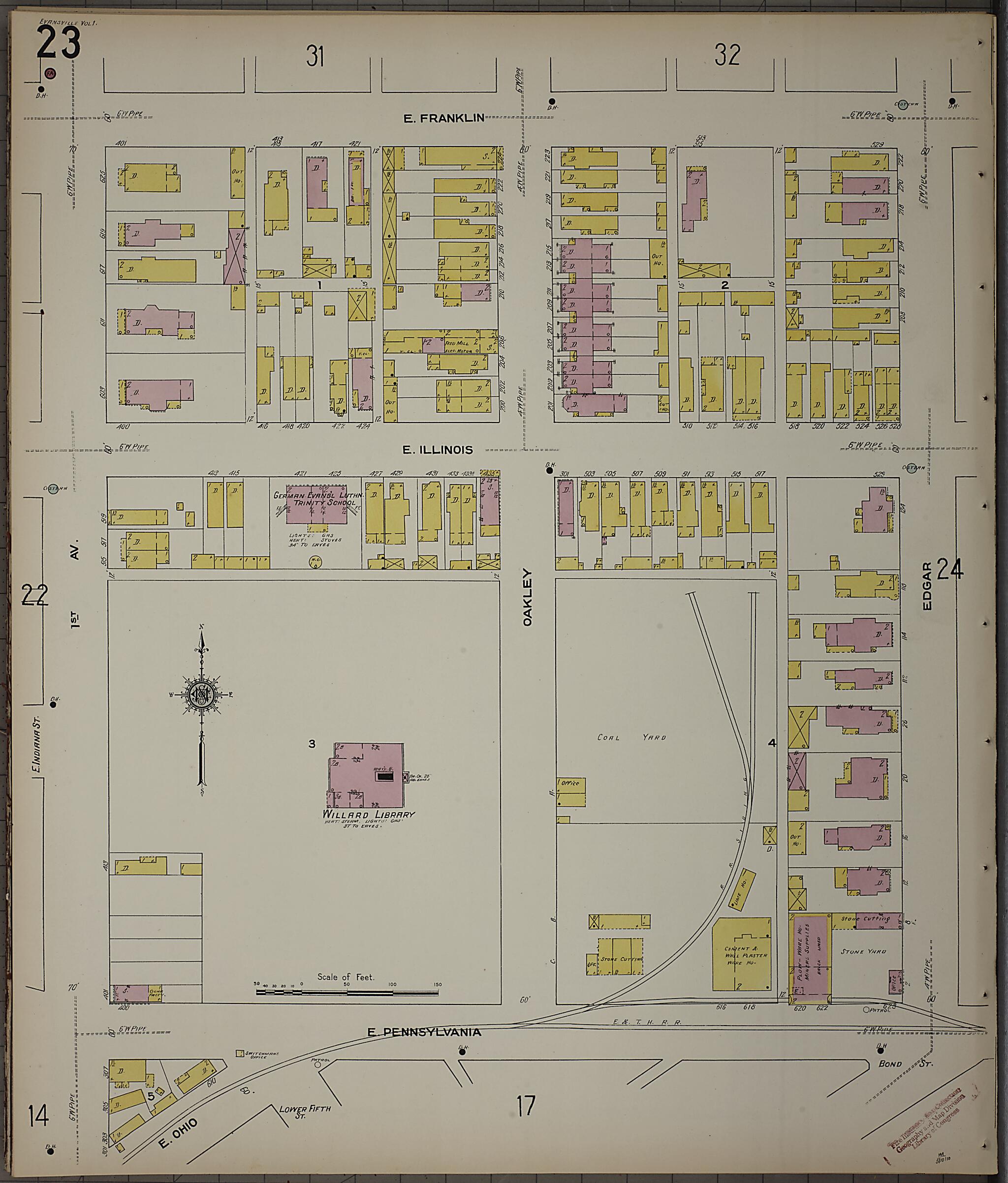 This old map of Evansville, Vanderburgh County, Indiana was created by Sanborn Map Company in 1910