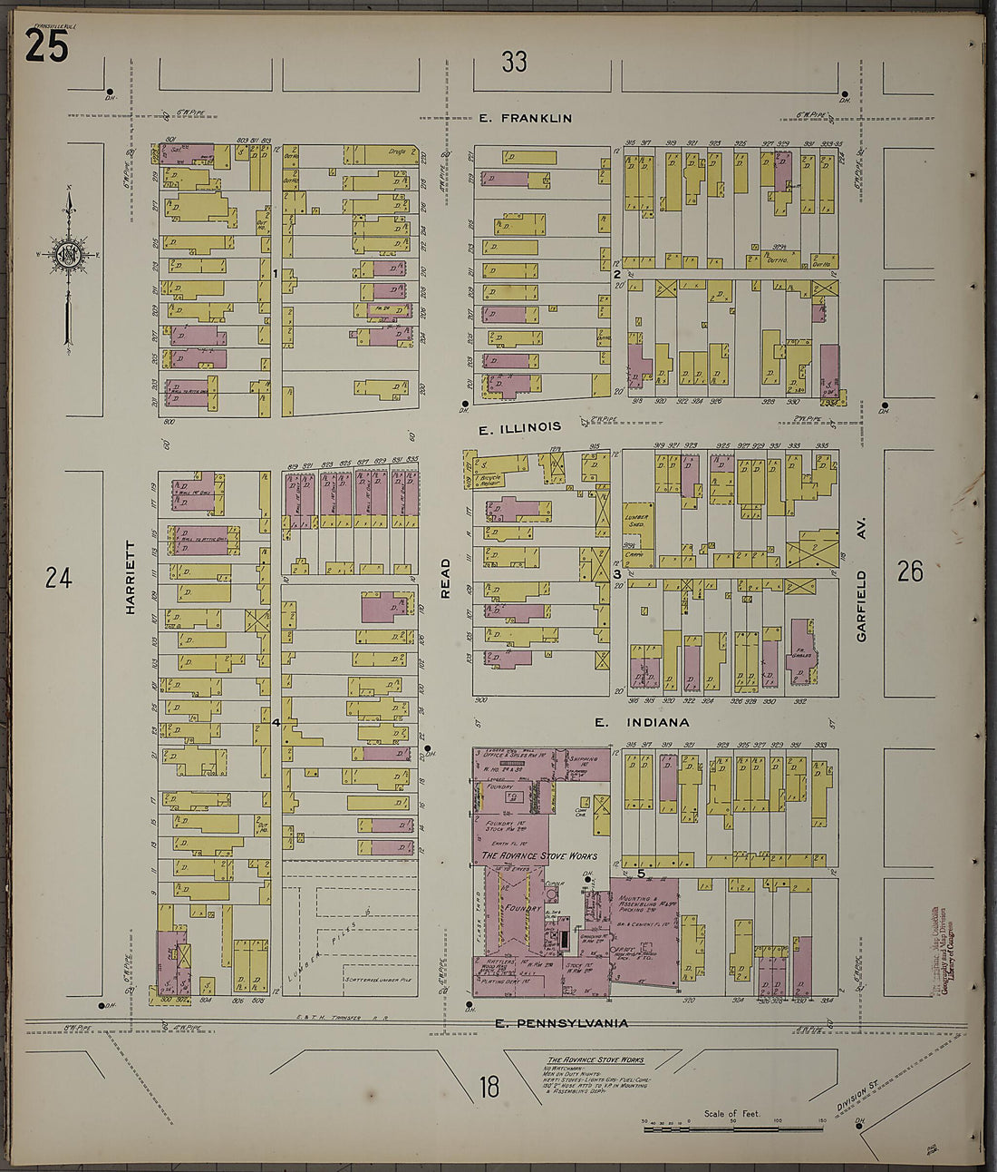 This old map of Evansville, Vanderburgh County, Indiana was created by Sanborn Map Company in 1910