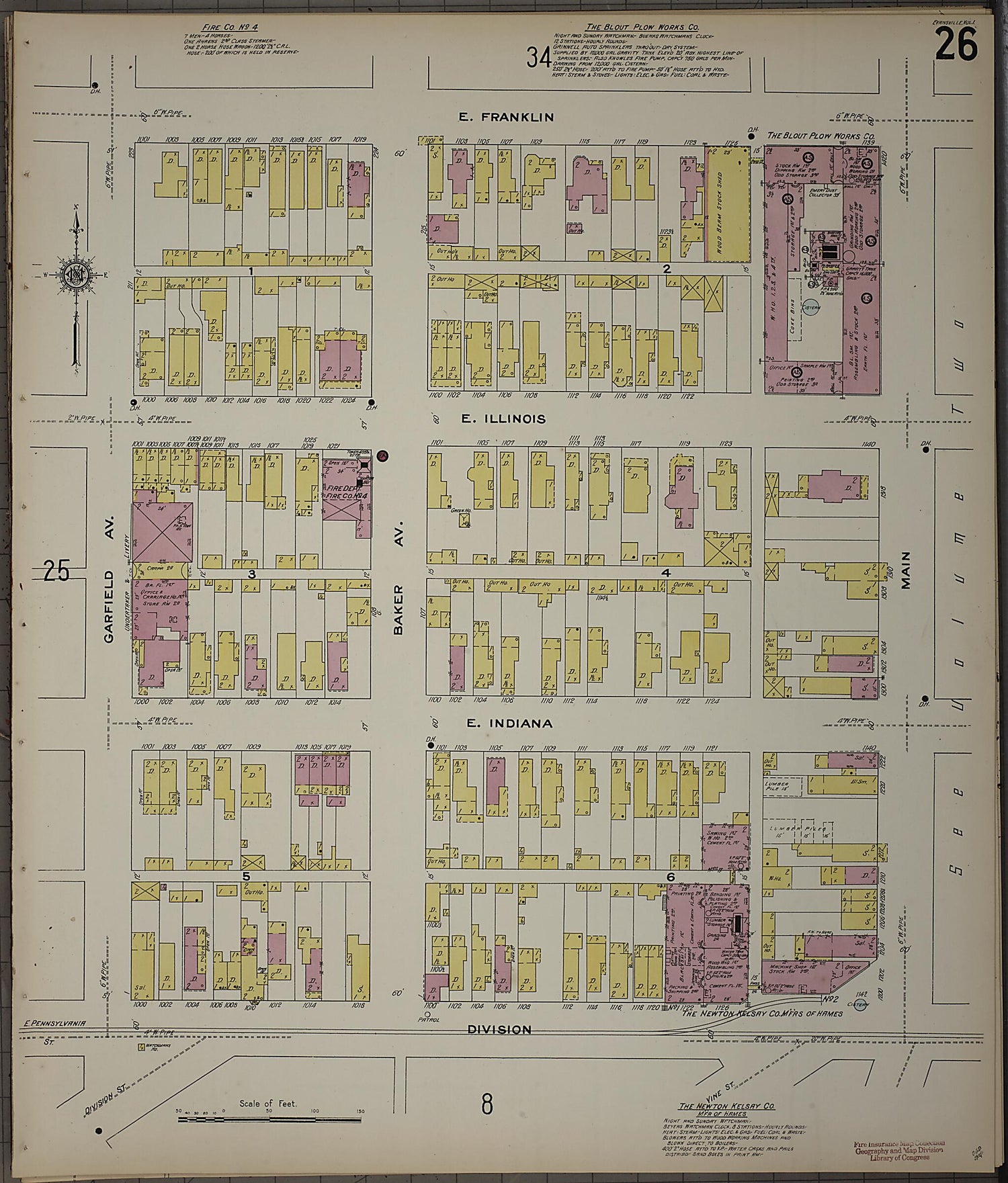 This old map of Evansville, Vanderburgh County, Indiana was created by Sanborn Map Company in 1910