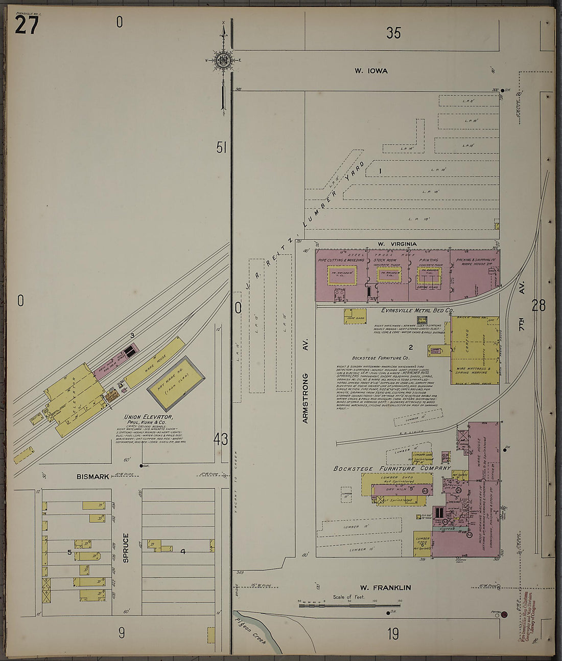 This old map of Evansville, Vanderburgh County, Indiana was created by Sanborn Map Company in 1910