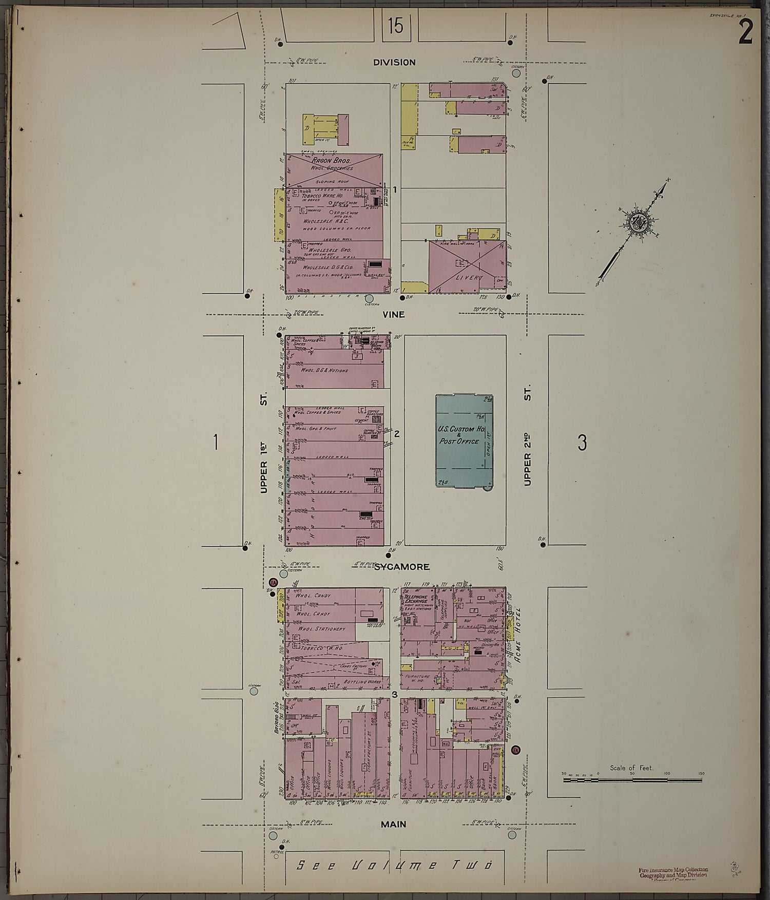 This old map of Evansville, Vanderburgh County, Indiana was created by Sanborn Map Company in 1910