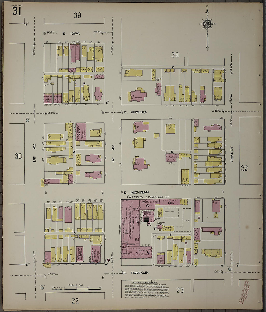 This old map of Evansville, Vanderburgh County, Indiana was created by Sanborn Map Company in 1910