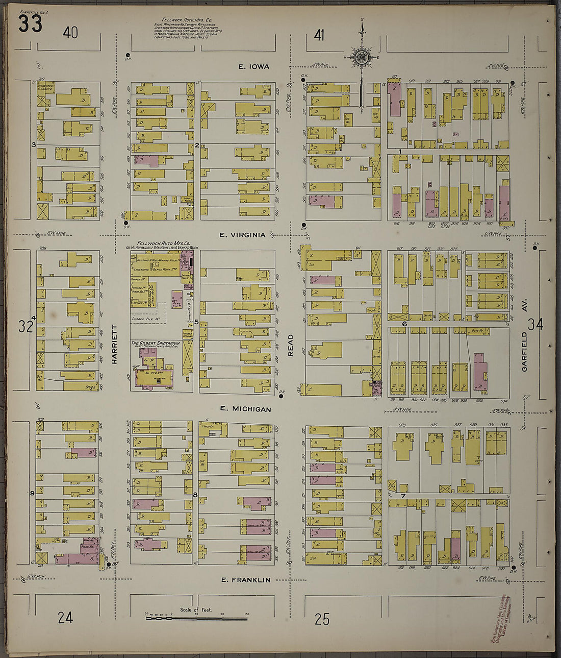 This old map of Evansville, Vanderburgh County, Indiana was created by Sanborn Map Company in 1910