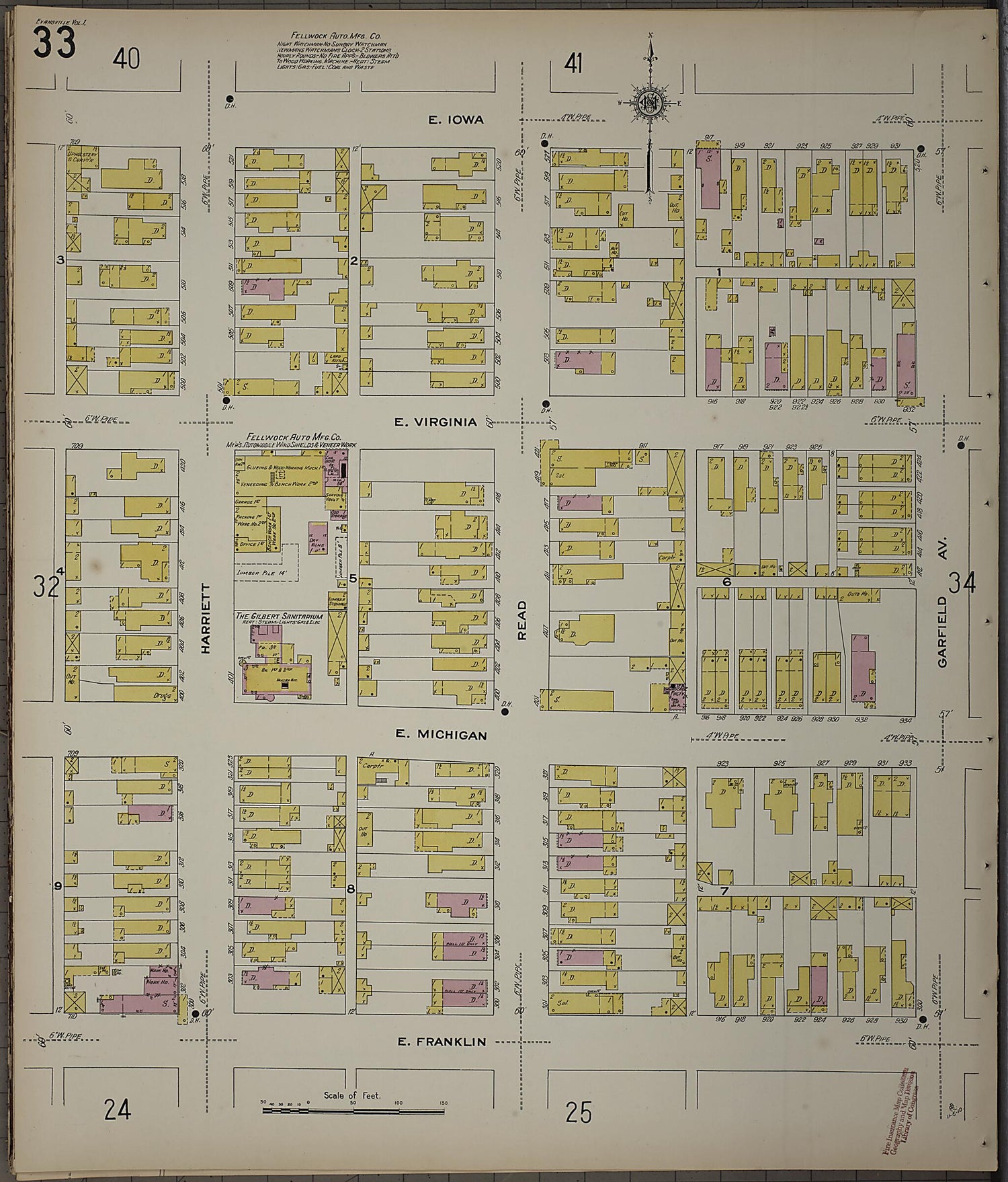 This old map of Evansville, Vanderburgh County, Indiana was created by Sanborn Map Company in 1910