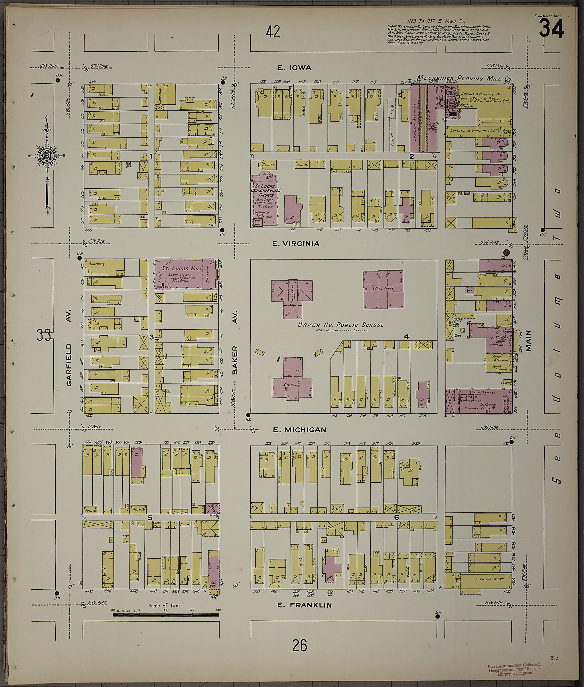 This old map of Evansville, Vanderburgh County, Indiana was created by Sanborn Map Company in 1910