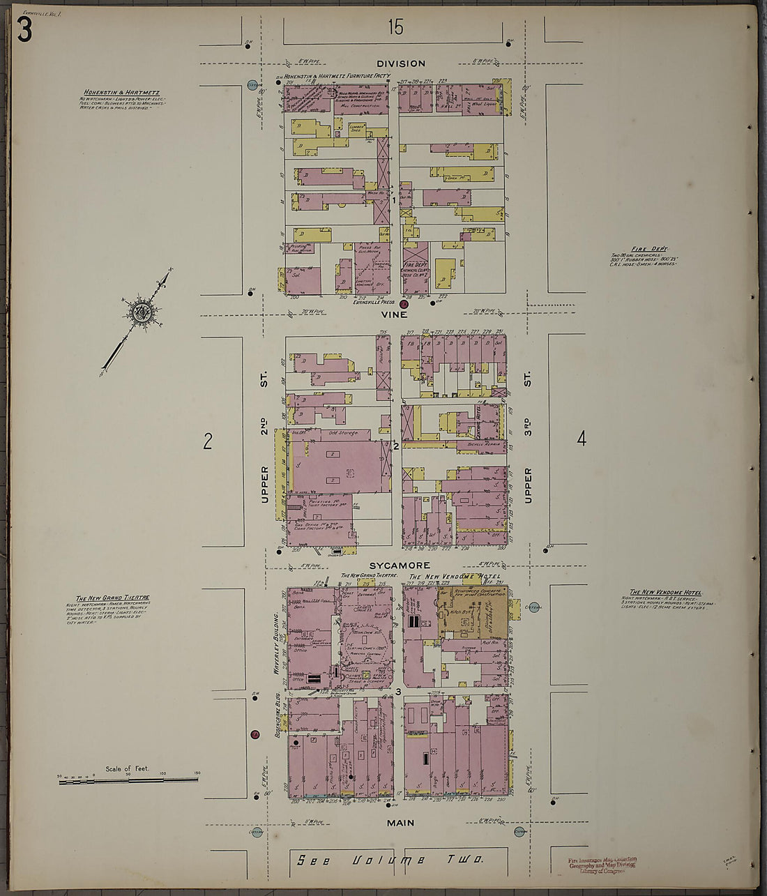 This old map of Evansville, Vanderburgh County, Indiana was created by Sanborn Map Company in 1910