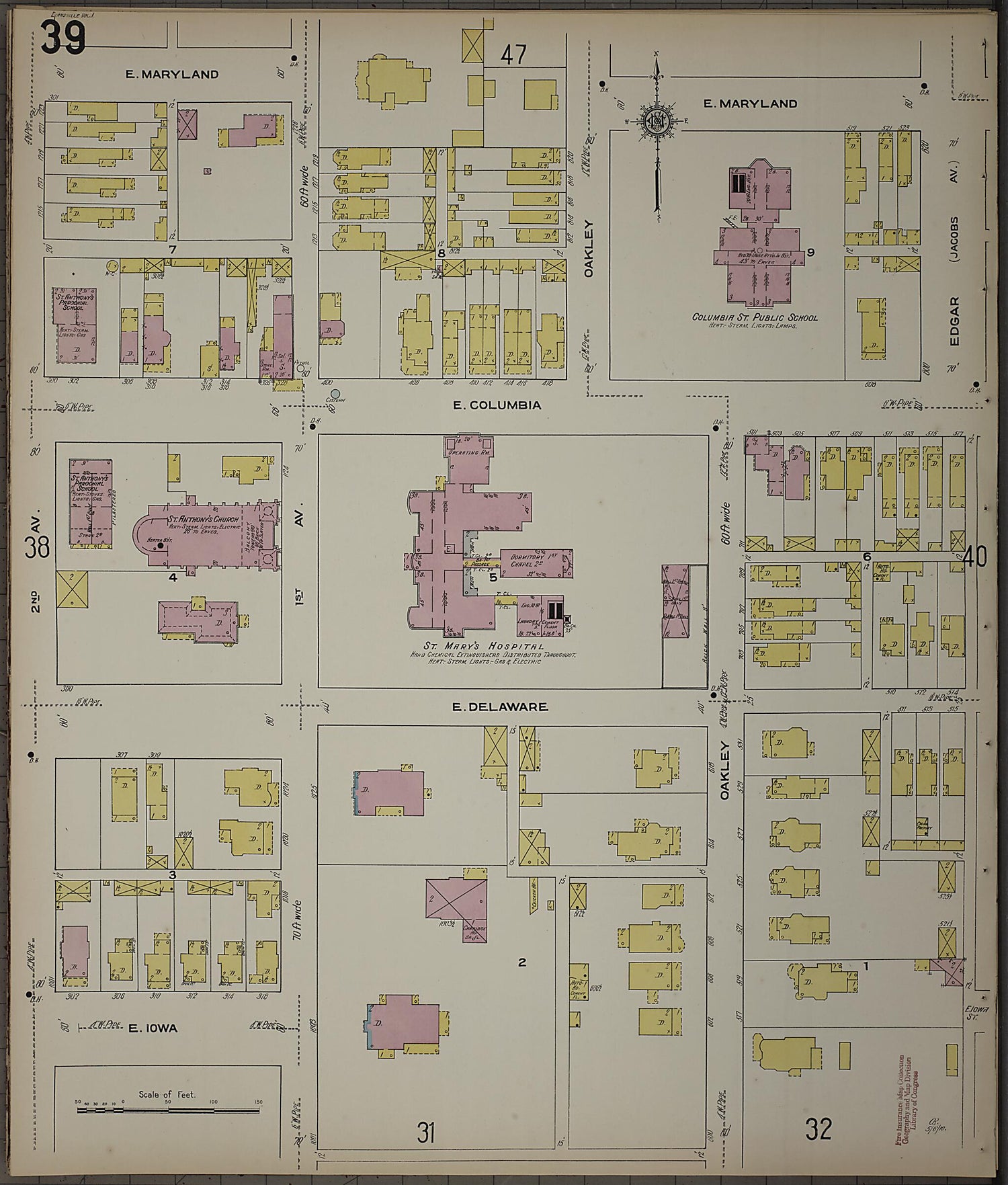 This old map of Evansville, Vanderburgh County, Indiana was created by Sanborn Map Company in 1910