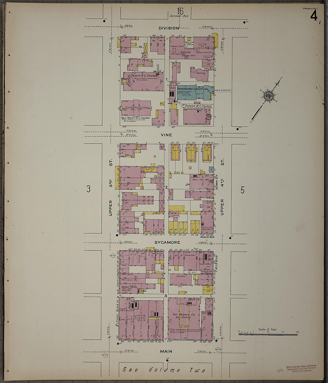 This old map of Evansville, Vanderburgh County, Indiana was created by Sanborn Map Company in 1910