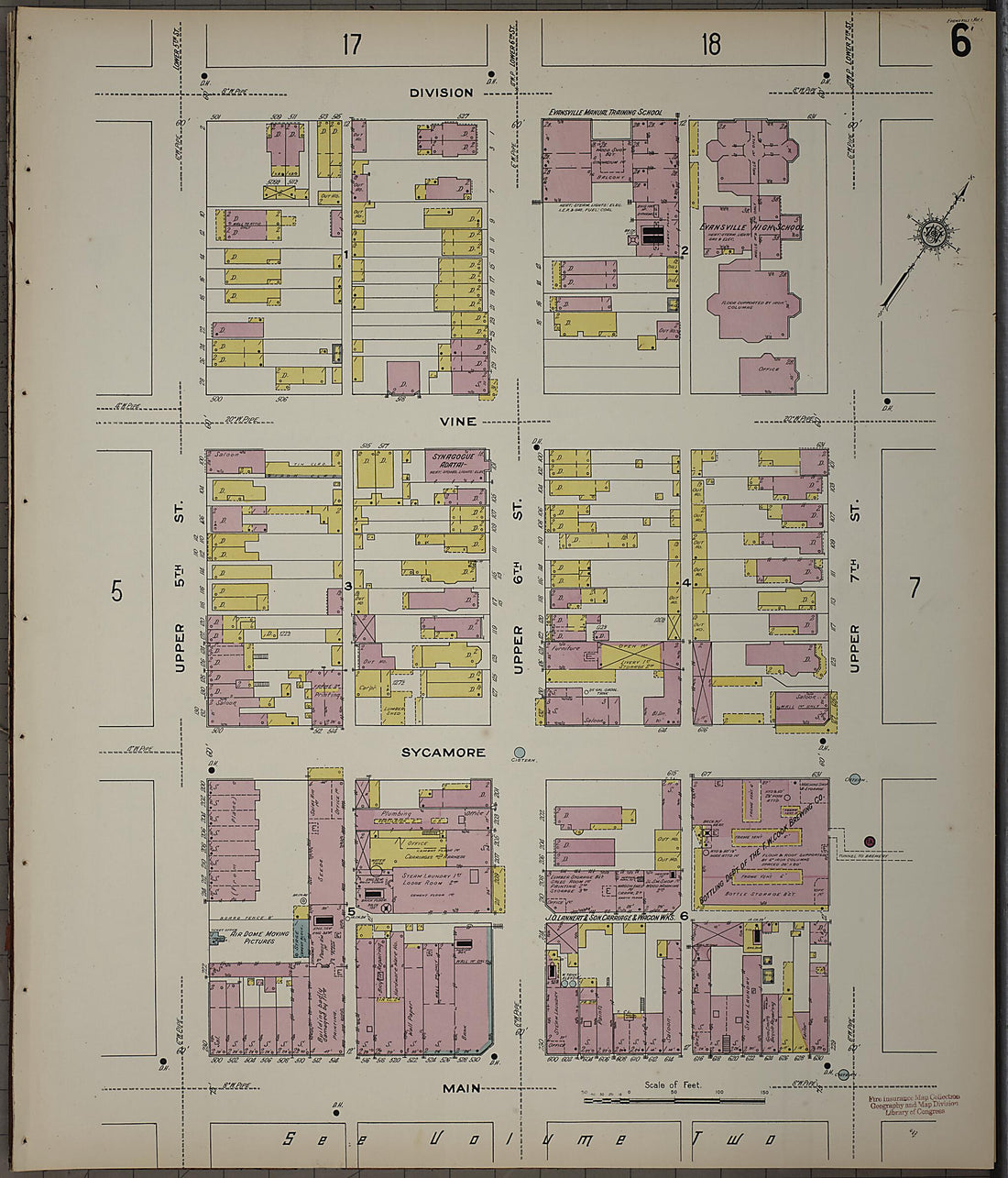 This old map of Evansville, Vanderburgh County, Indiana was created by Sanborn Map Company in 1910