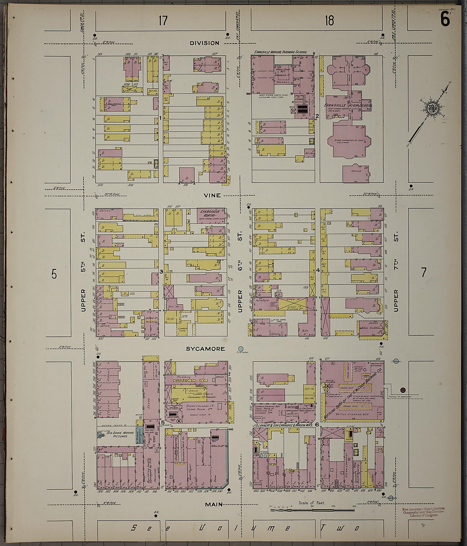 This old map of Evansville, Vanderburgh County, Indiana was created by Sanborn Map Company in 1910