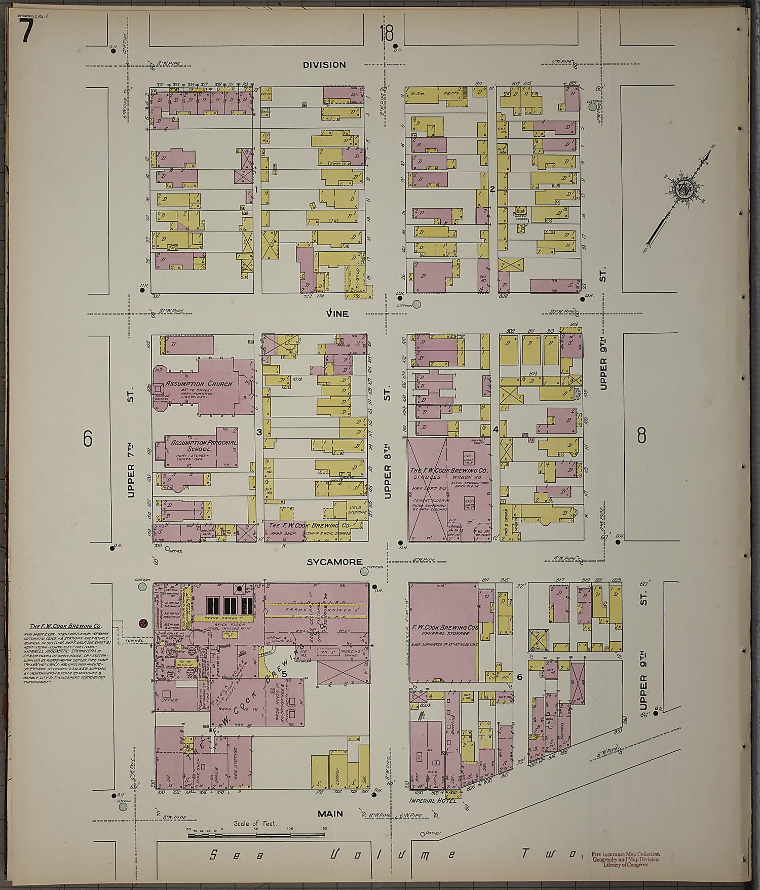 This old map of Evansville, Vanderburgh County, Indiana was created by Sanborn Map Company in 1910