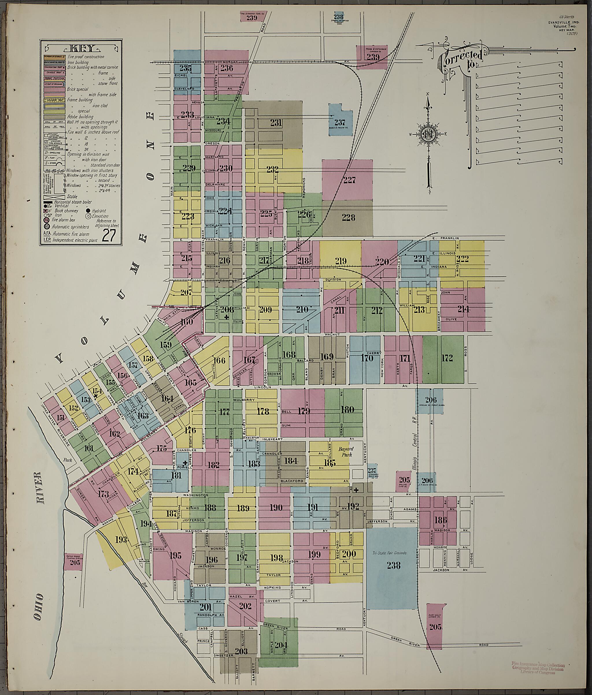 This old map of Evansville, Vanderburgh County, Indiana was created by Sanborn Map Company in 1910