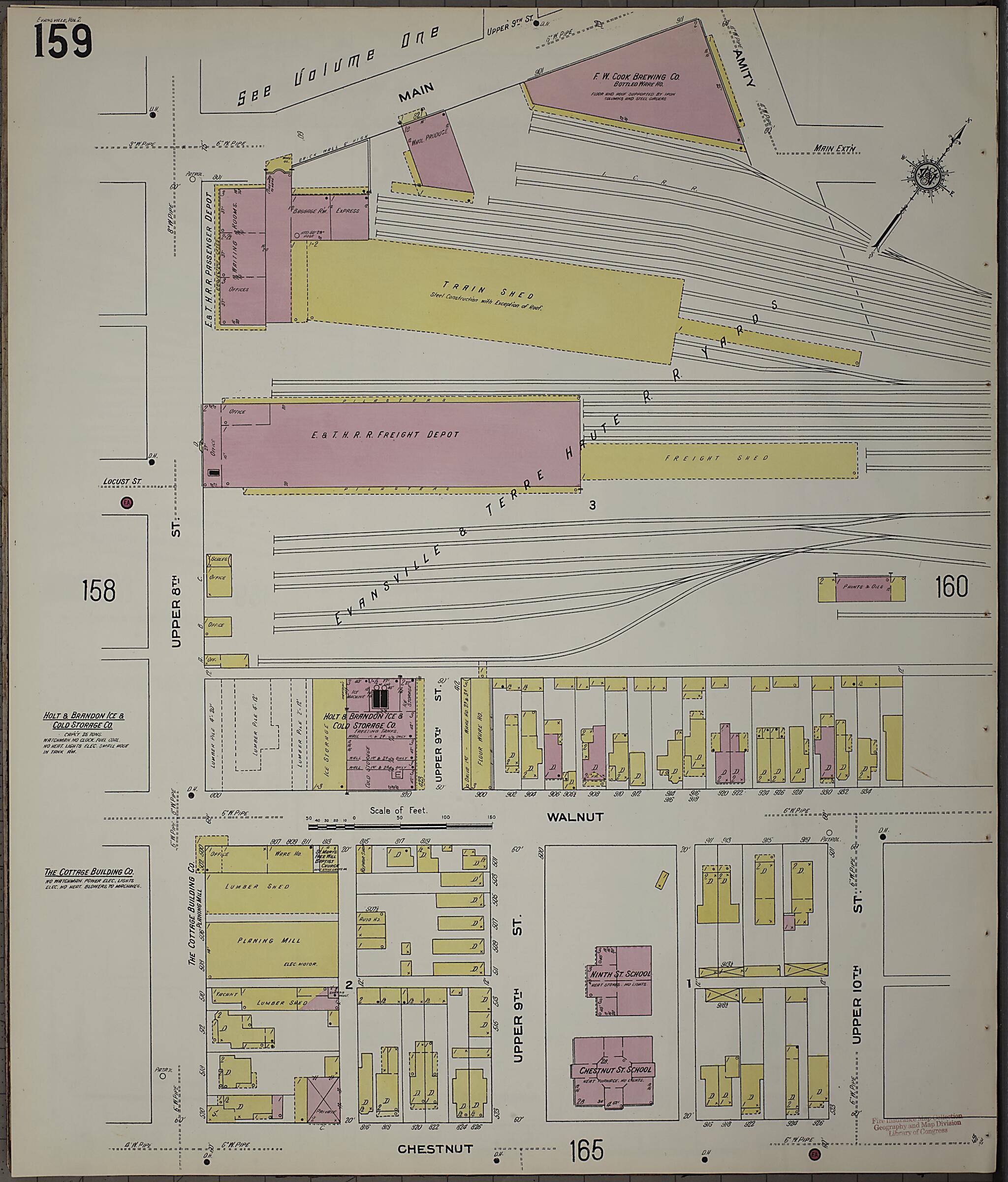 This old map of Evansville, Vanderburgh County, Indiana was created by Sanborn Map Company in 1910