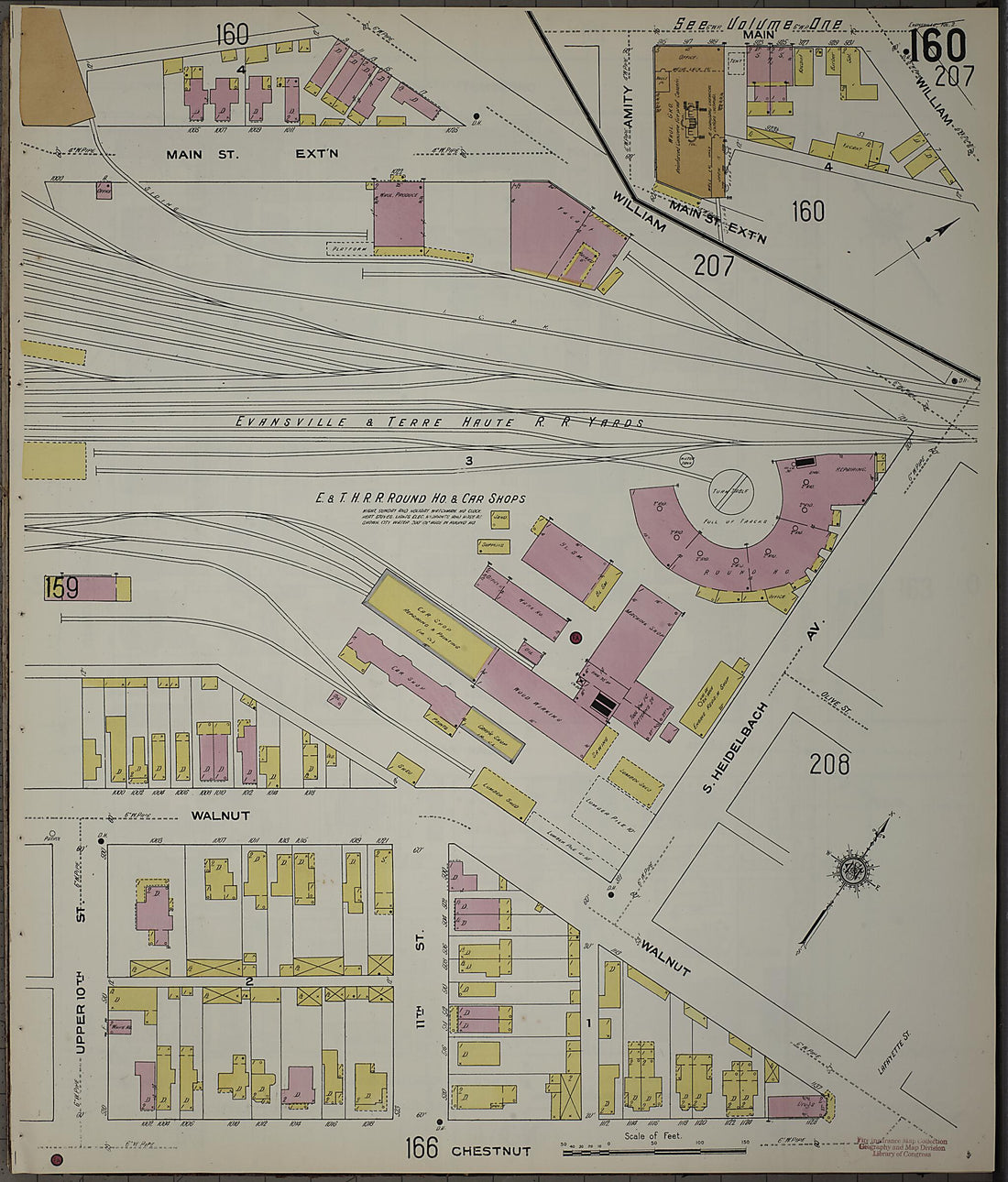 This old map of Evansville, Vanderburgh County, Indiana was created by Sanborn Map Company in 1910