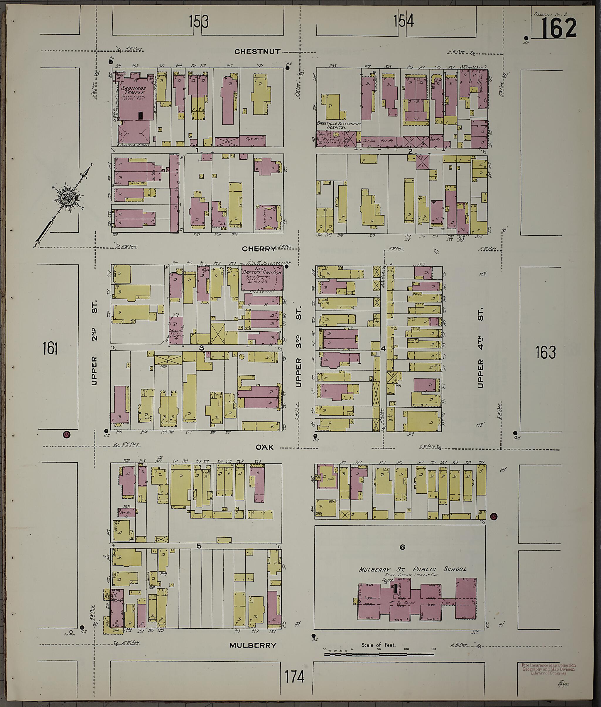 This old map of Evansville, Vanderburgh County, Indiana was created by Sanborn Map Company in 1910