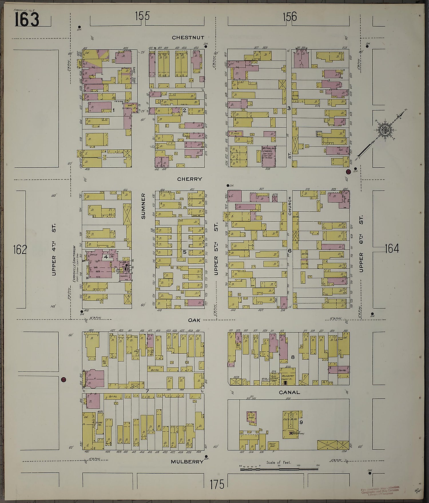 This old map of Evansville, Vanderburgh County, Indiana was created by Sanborn Map Company in 1910