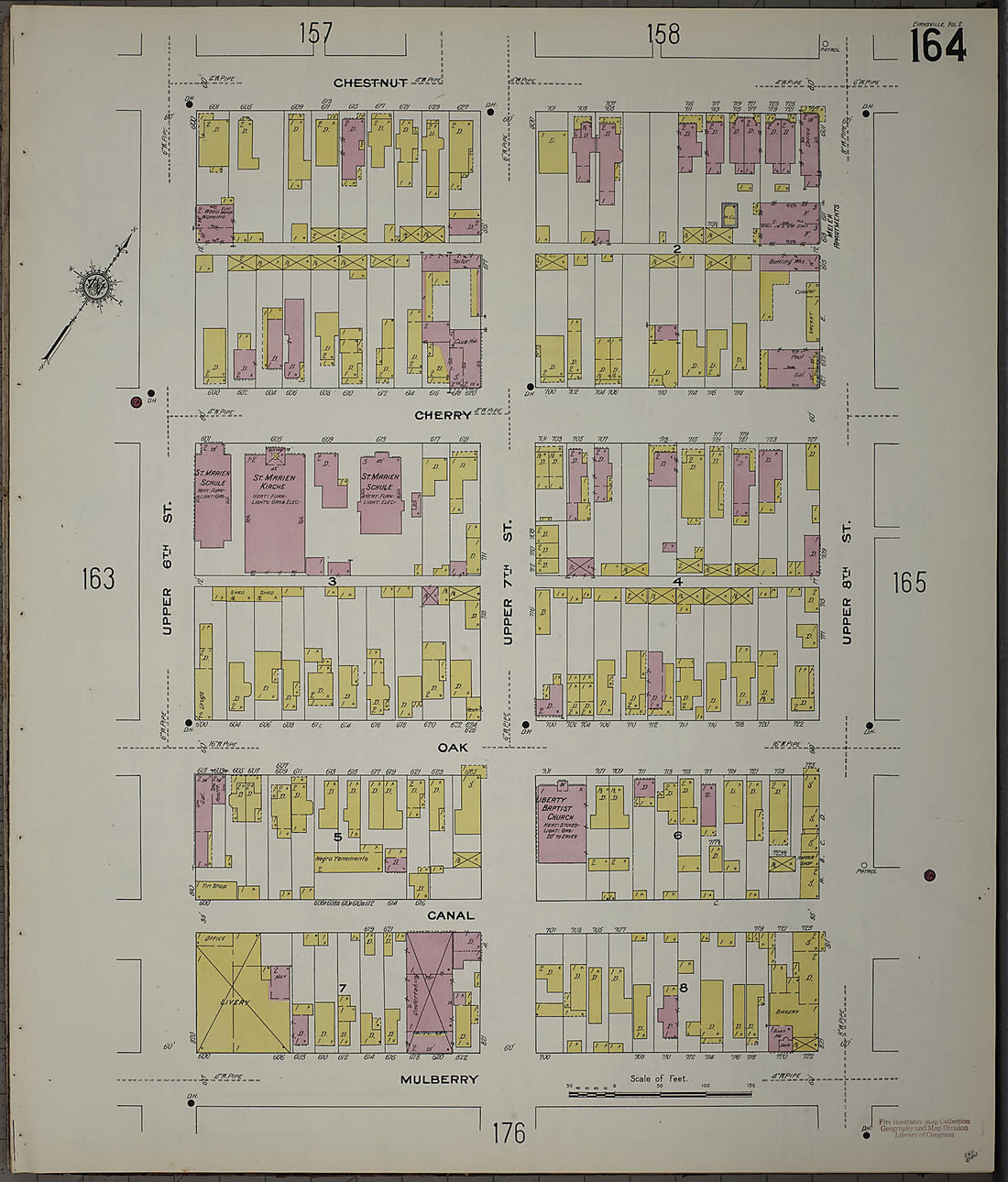 This old map of Evansville, Vanderburgh County, Indiana was created by Sanborn Map Company in 1910