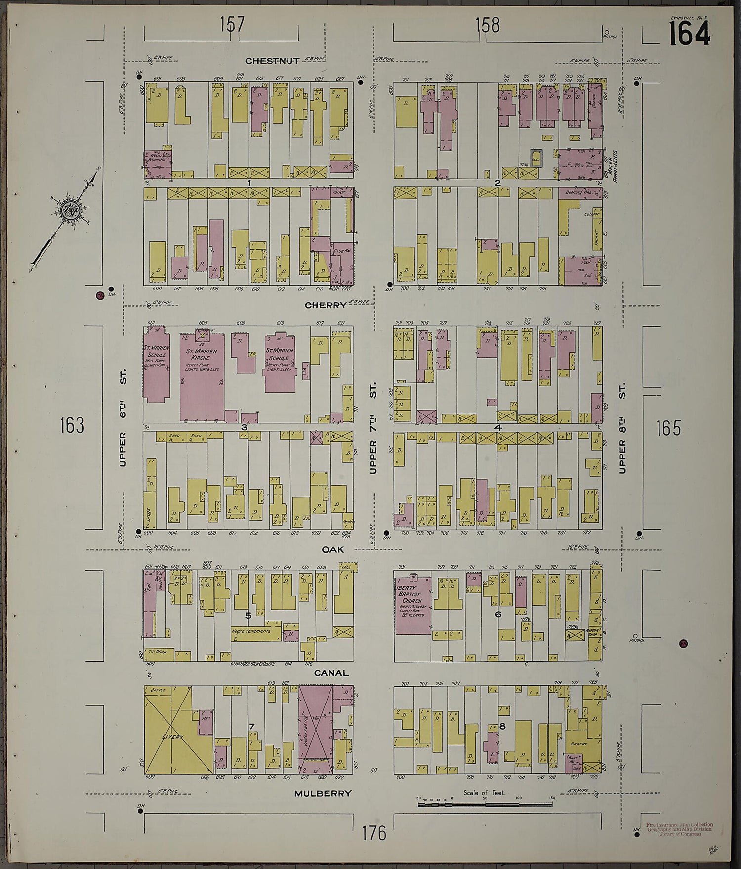 This old map of Evansville, Vanderburgh County, Indiana was created by Sanborn Map Company in 1910