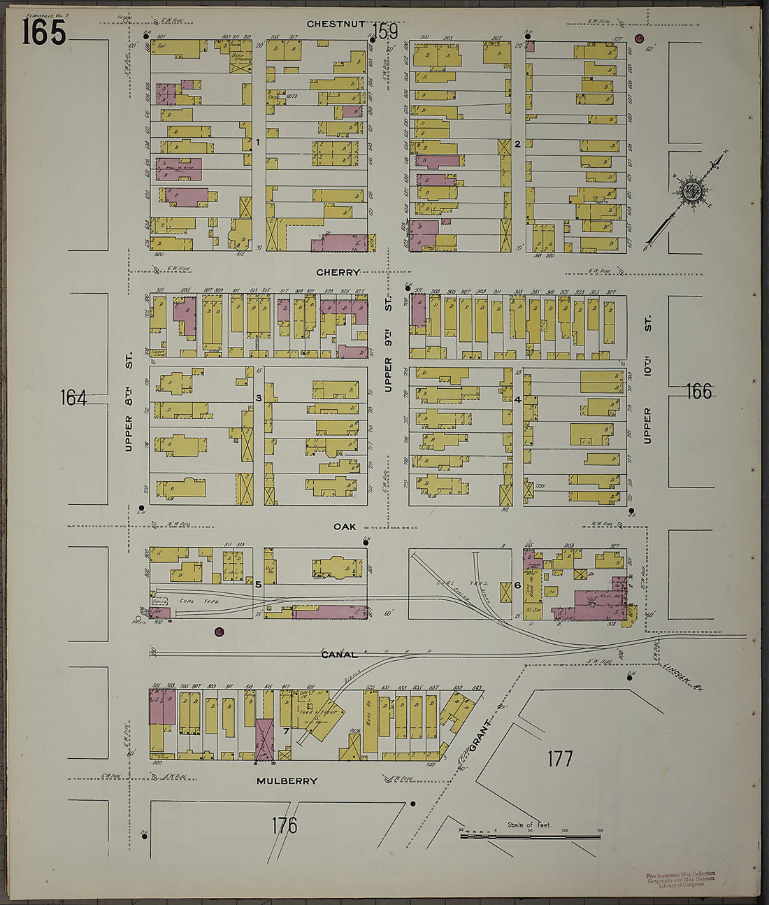 This old map of Evansville, Vanderburgh County, Indiana was created by Sanborn Map Company in 1910