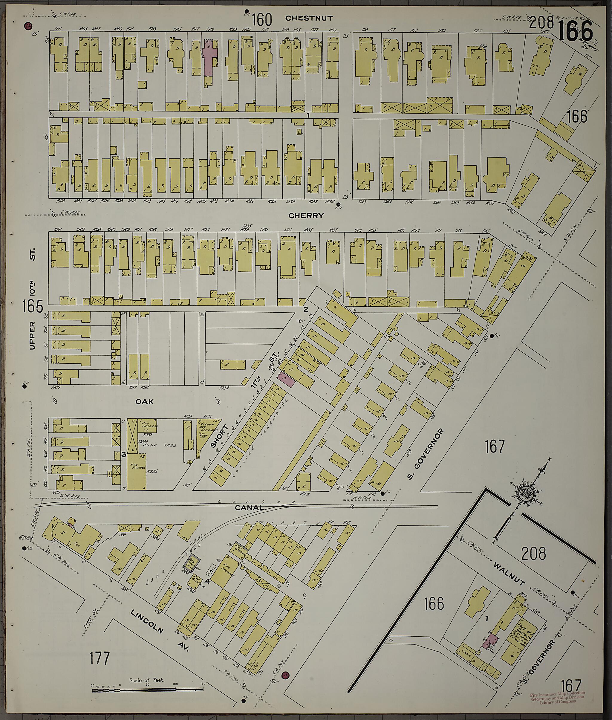 This old map of Evansville, Vanderburgh County, Indiana was created by Sanborn Map Company in 1910