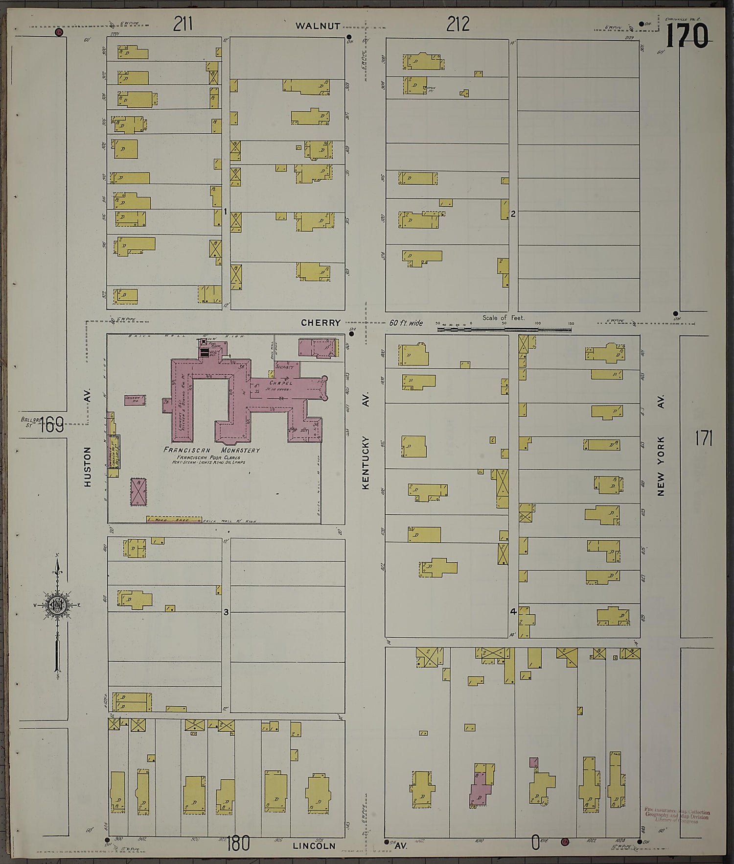 This old map of Evansville, Vanderburgh County, Indiana was created by Sanborn Map Company in 1910