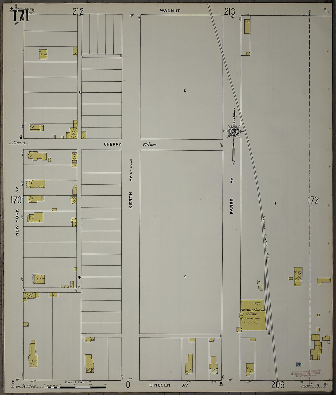 This old map of Evansville, Vanderburgh County, Indiana was created by Sanborn Map Company in 1910