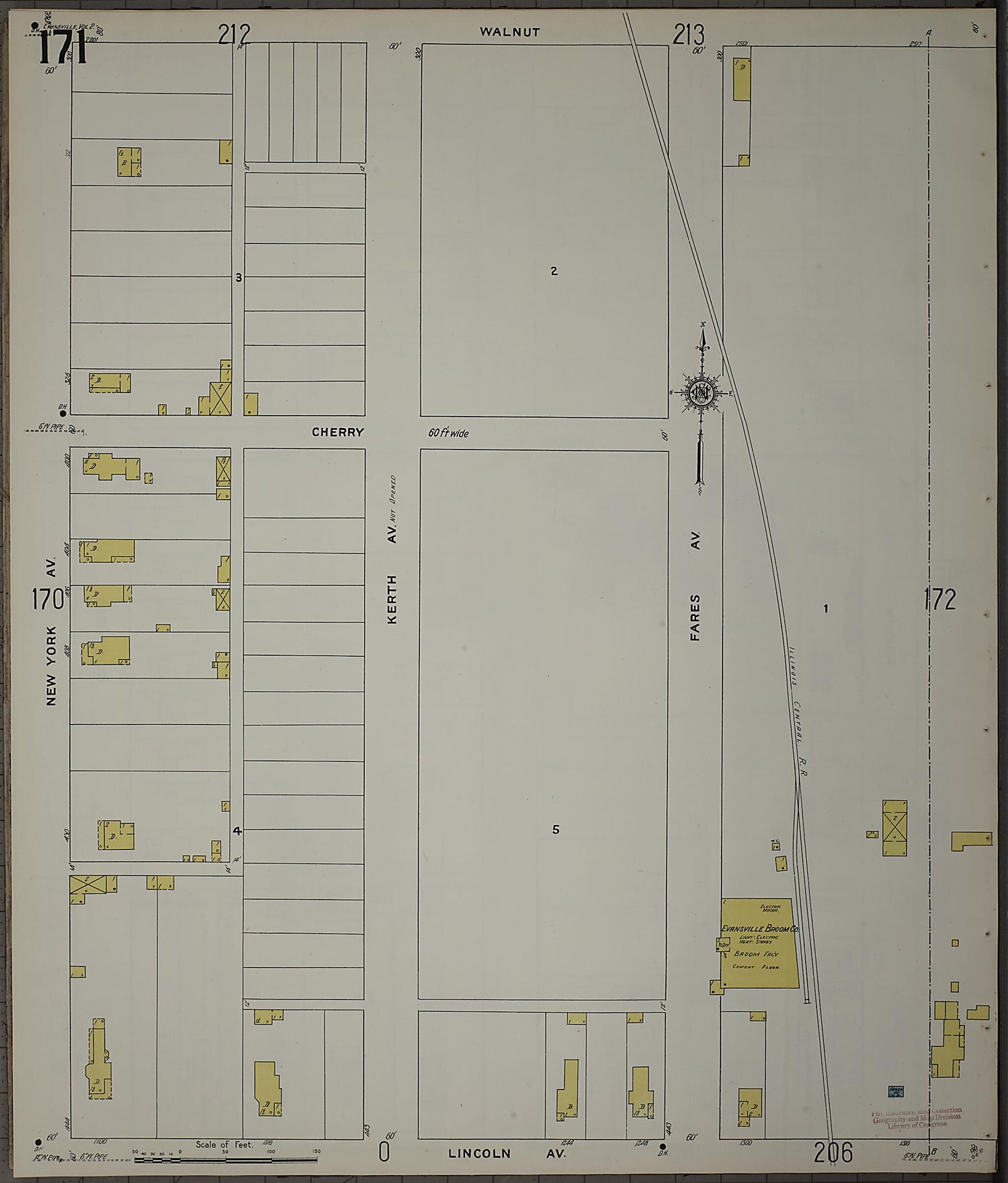 This old map of Evansville, Vanderburgh County, Indiana was created by Sanborn Map Company in 1910