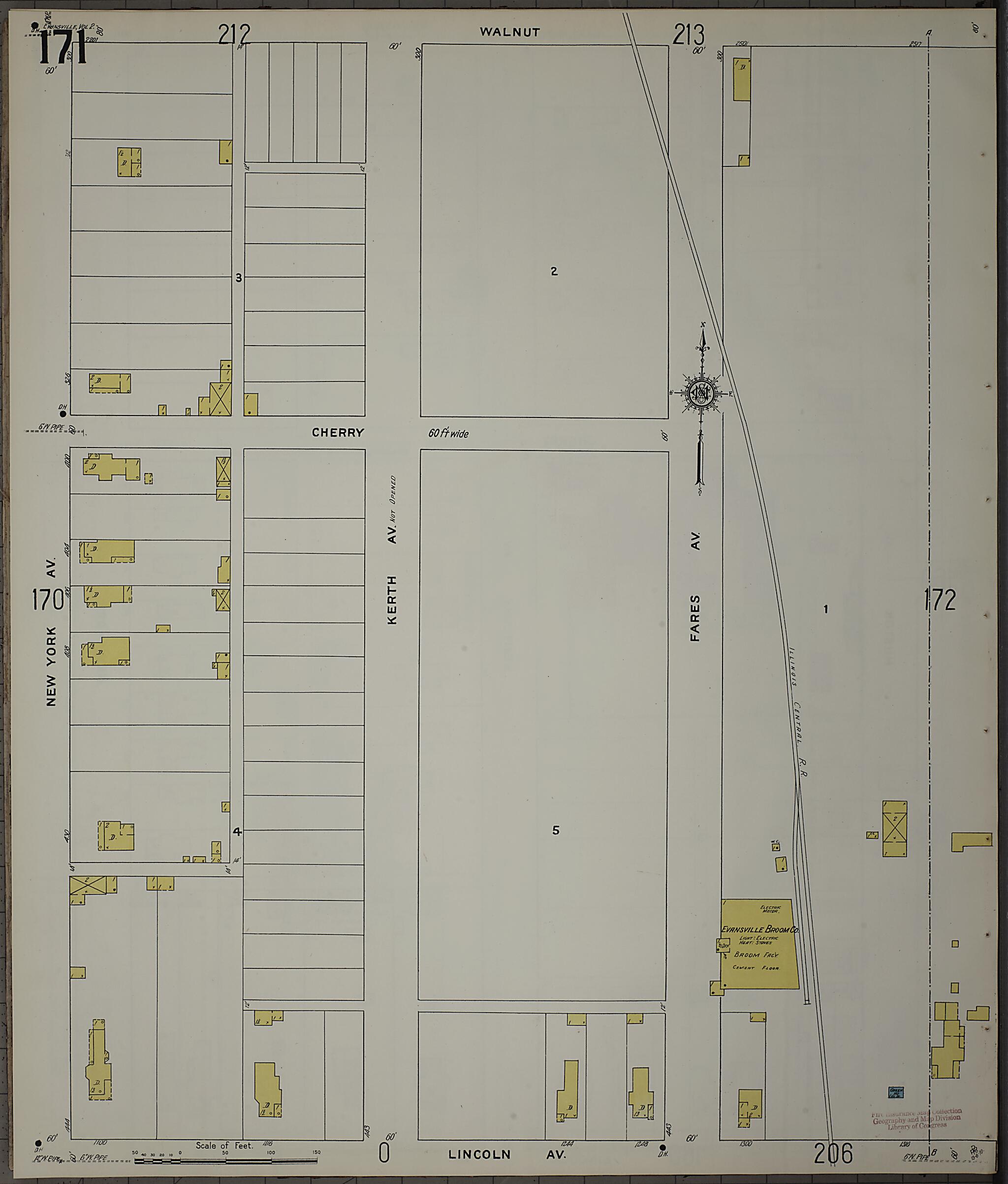 This old map of Evansville, Vanderburgh County, Indiana was created by Sanborn Map Company in 1910