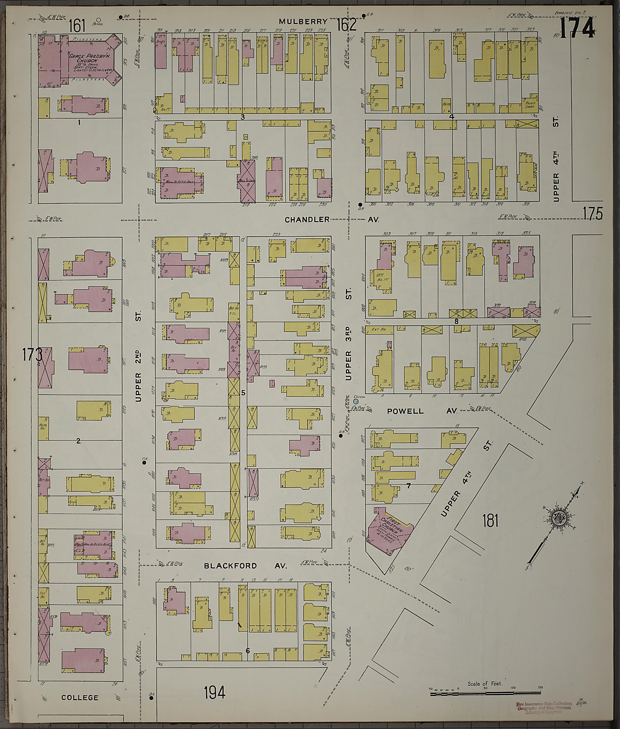 This old map of Evansville, Vanderburgh County, Indiana was created by Sanborn Map Company in 1910