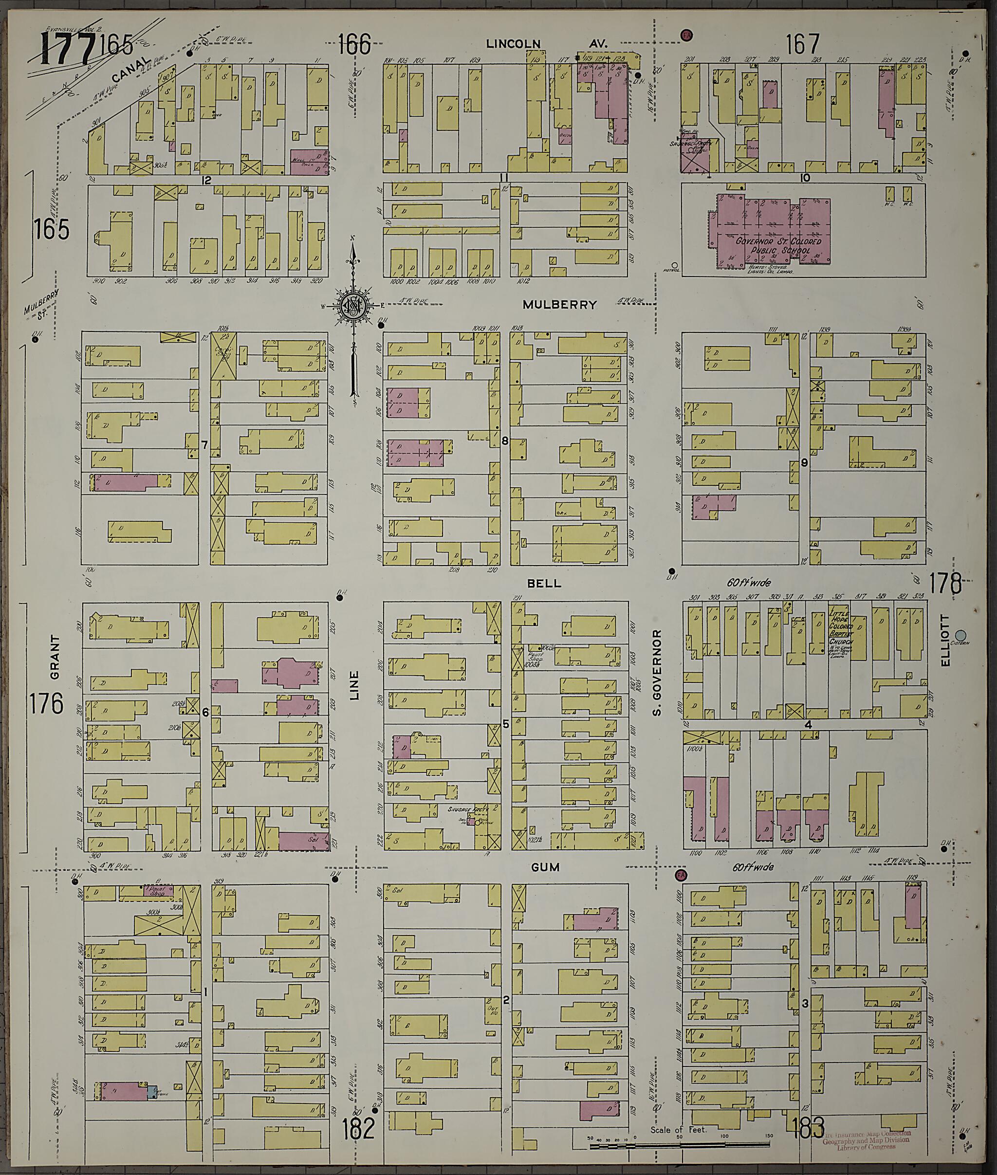 This old map of Evansville, Vanderburgh County, Indiana was created by Sanborn Map Company in 1910