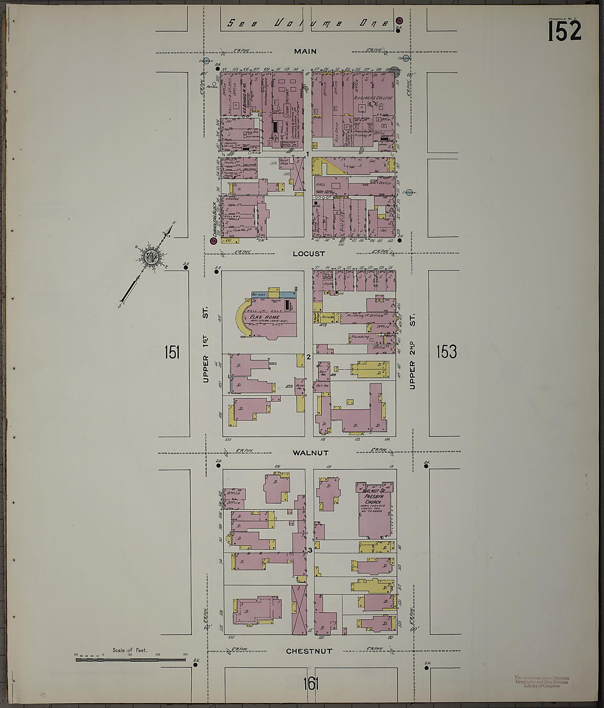 This old map of Evansville, Vanderburgh County, Indiana was created by Sanborn Map Company in 1910