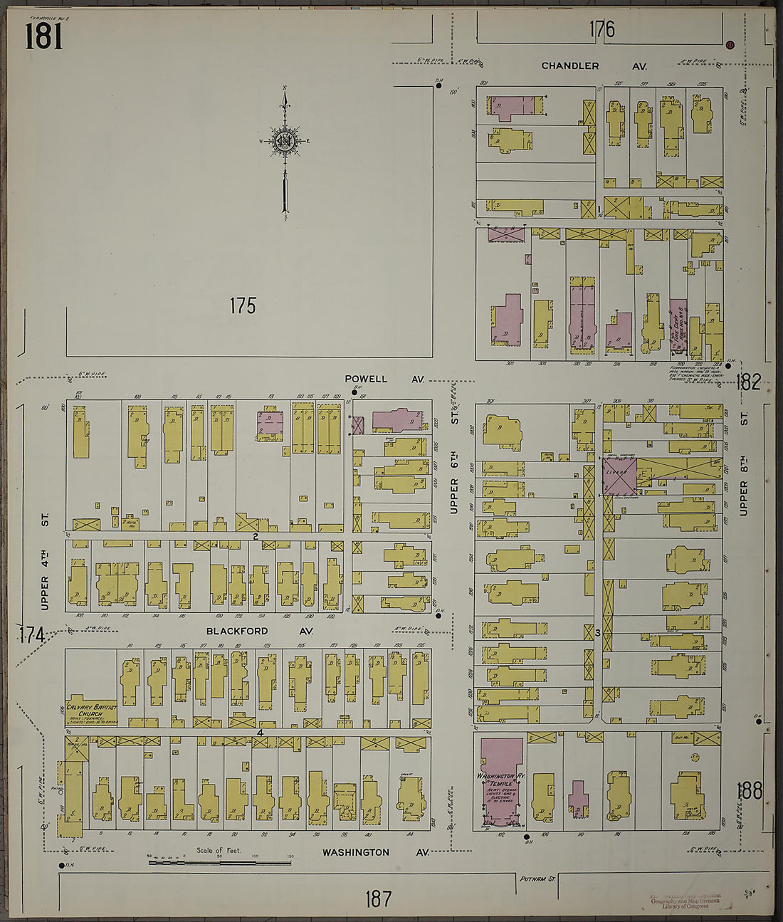 This old map of Evansville, Vanderburgh County, Indiana was created by Sanborn Map Company in 1910