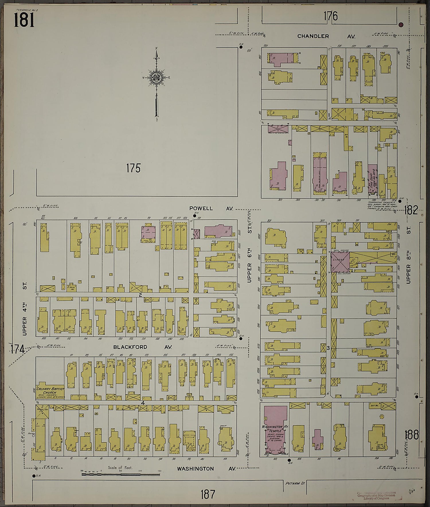 This old map of Evansville, Vanderburgh County, Indiana was created by Sanborn Map Company in 1910