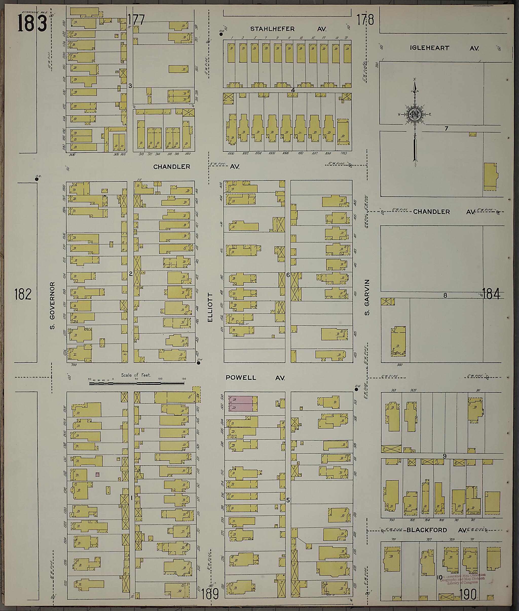 This old map of Evansville, Vanderburgh County, Indiana was created by Sanborn Map Company in 1910