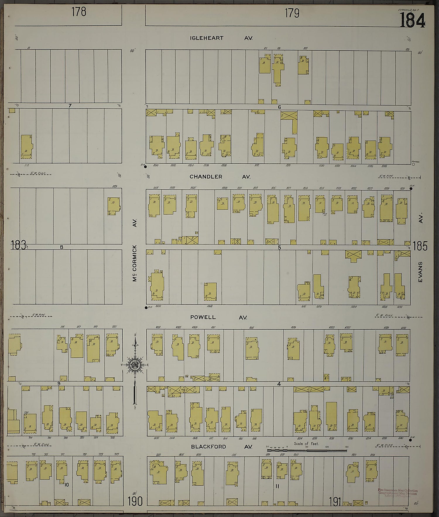 This old map of Evansville, Vanderburgh County, Indiana was created by Sanborn Map Company in 1910