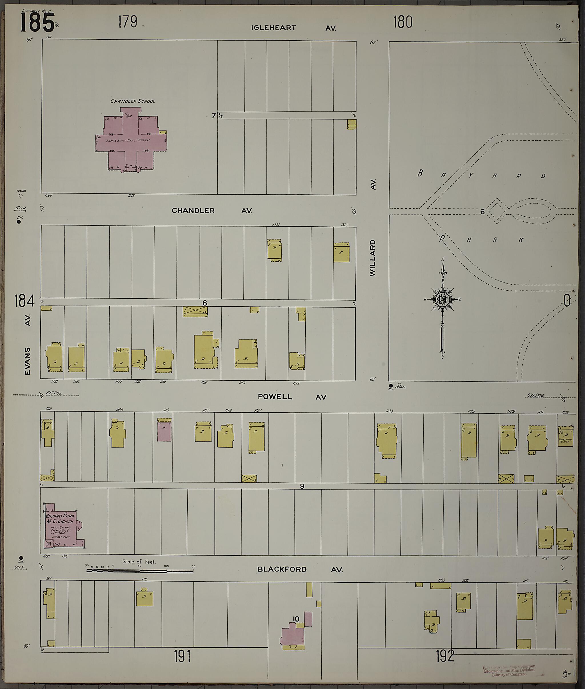 This old map of Evansville, Vanderburgh County, Indiana was created by Sanborn Map Company in 1910