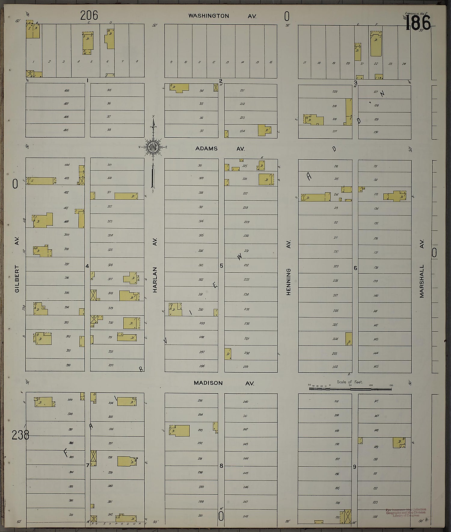 This old map of Evansville, Vanderburgh County, Indiana was created by Sanborn Map Company in 1910