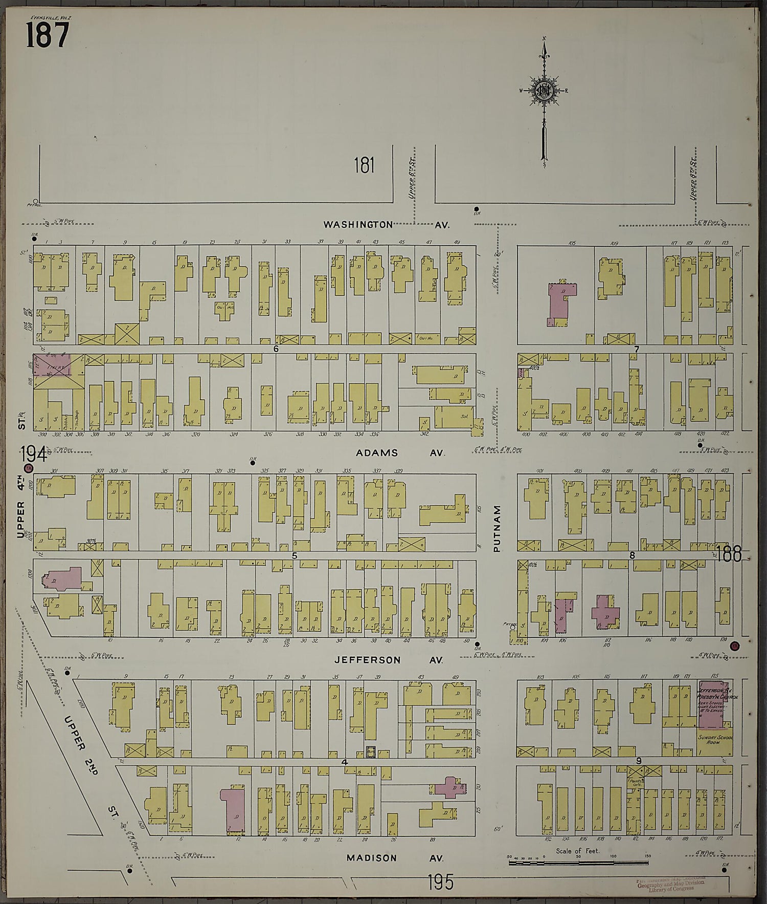 This old map of Evansville, Vanderburgh County, Indiana was created by Sanborn Map Company in 1910