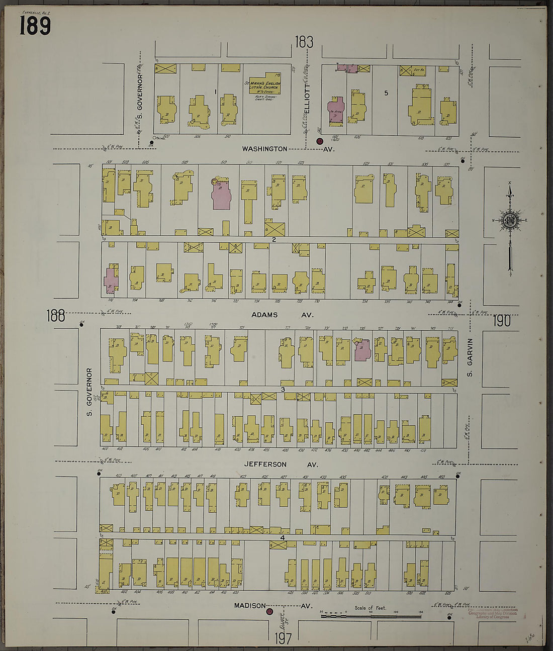 This old map of Evansville, Vanderburgh County, Indiana was created by Sanborn Map Company in 1910