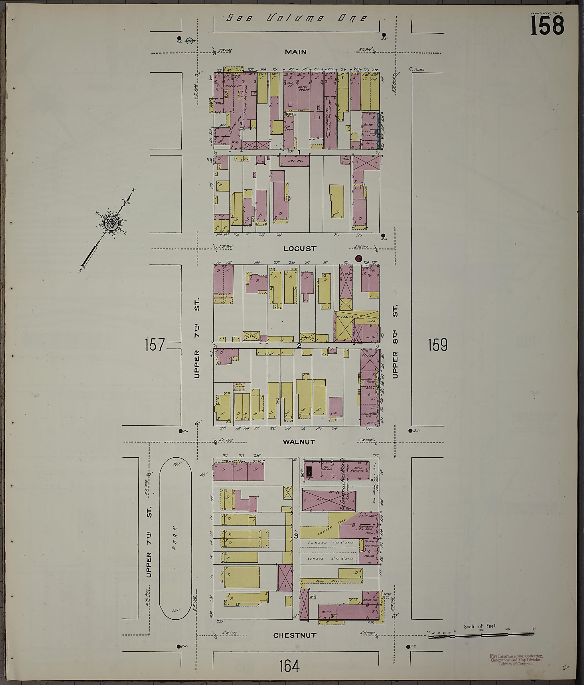 This old map of Evansville, Vanderburgh County, Indiana was created by Sanborn Map Company in 1910